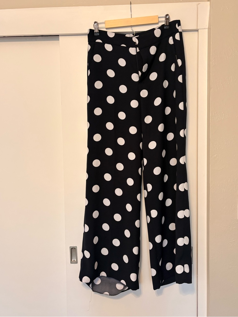 Banana Republic Black Wide-Leg Polka Dot Pants